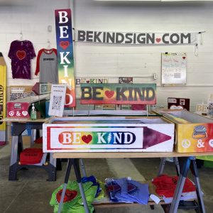 BE KIND Signs, Shirts, Stickers from BeKindSign.com, Downtown Westminster Holiday Market