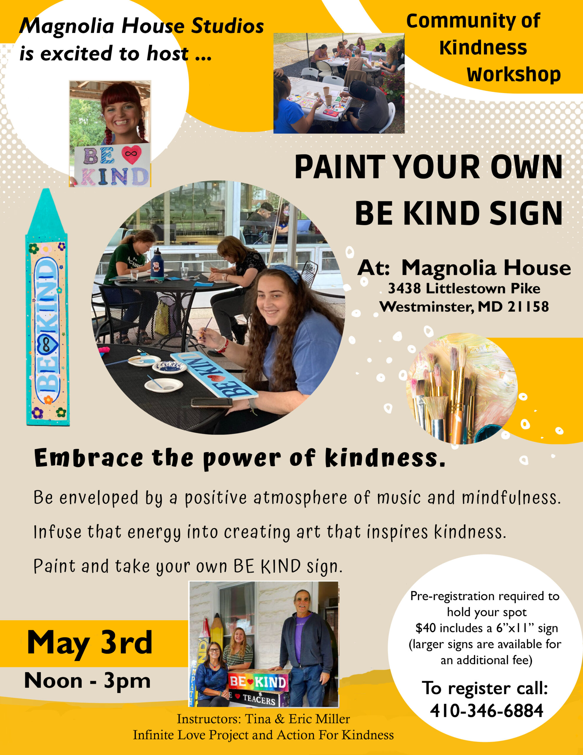 Magnolia House BE KIND Sign Paint Event May 3